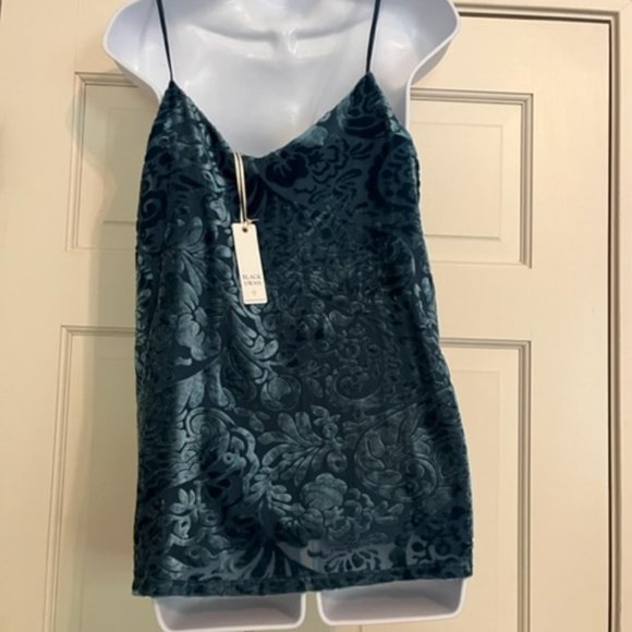 𝅺NWT Black Swan Teal velvet spaghette strap gorgeous blouse - Picture 3 of 10
